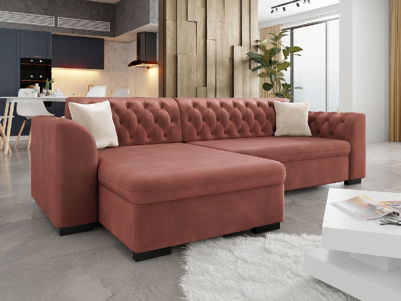 Kutna sofa na razvlačenje Leon (L) (Magic Velvet 2258 + Magic Velvet 2258 + Magic Velvet 2250)