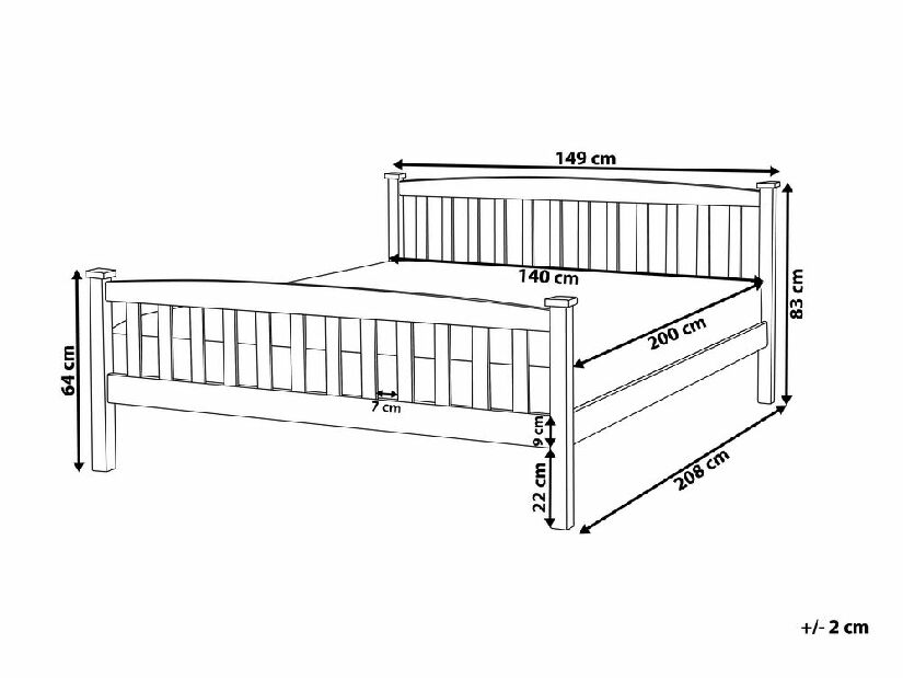 Manželská posteľ 140 cm GERNE (s roštom) (biela)