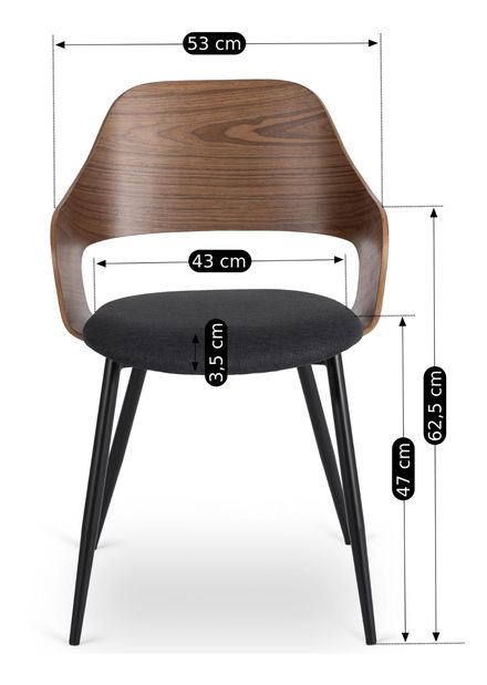 Scaun sufragerie Obvio (nuc + negru) 