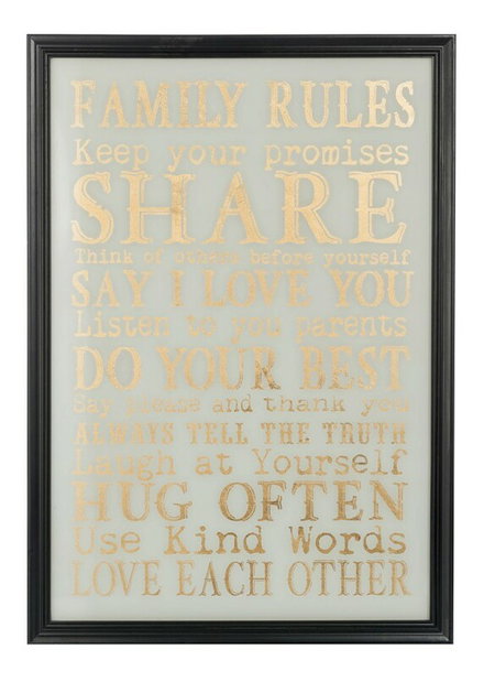 Dekorácia na stenu Jolipa Tabula / Tabuľka (54x2x77cm) (Biela + Zlatá + Čierna)