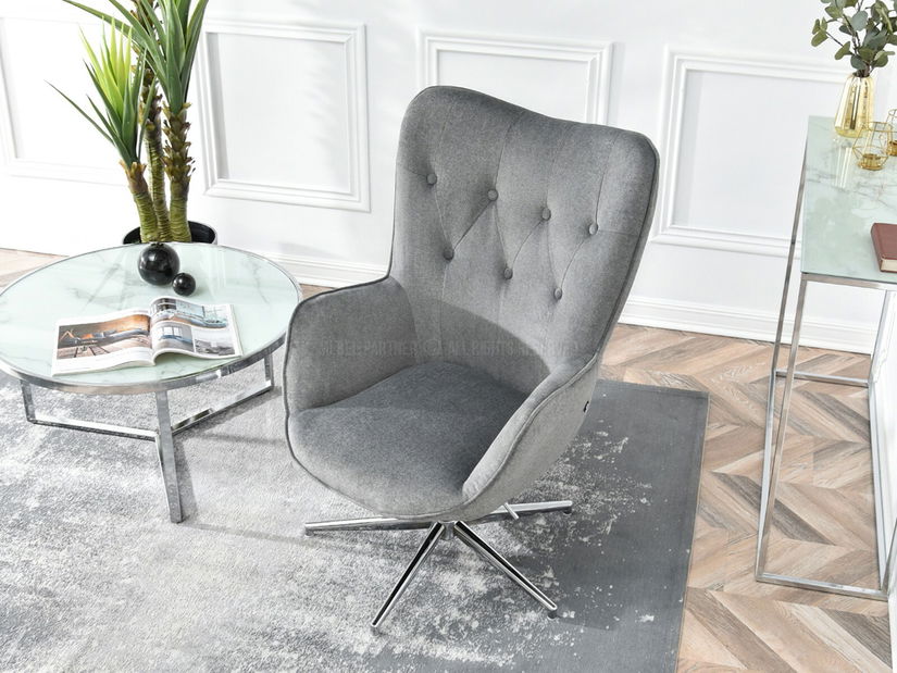 Kreslo Truni (sivá + chrómová)