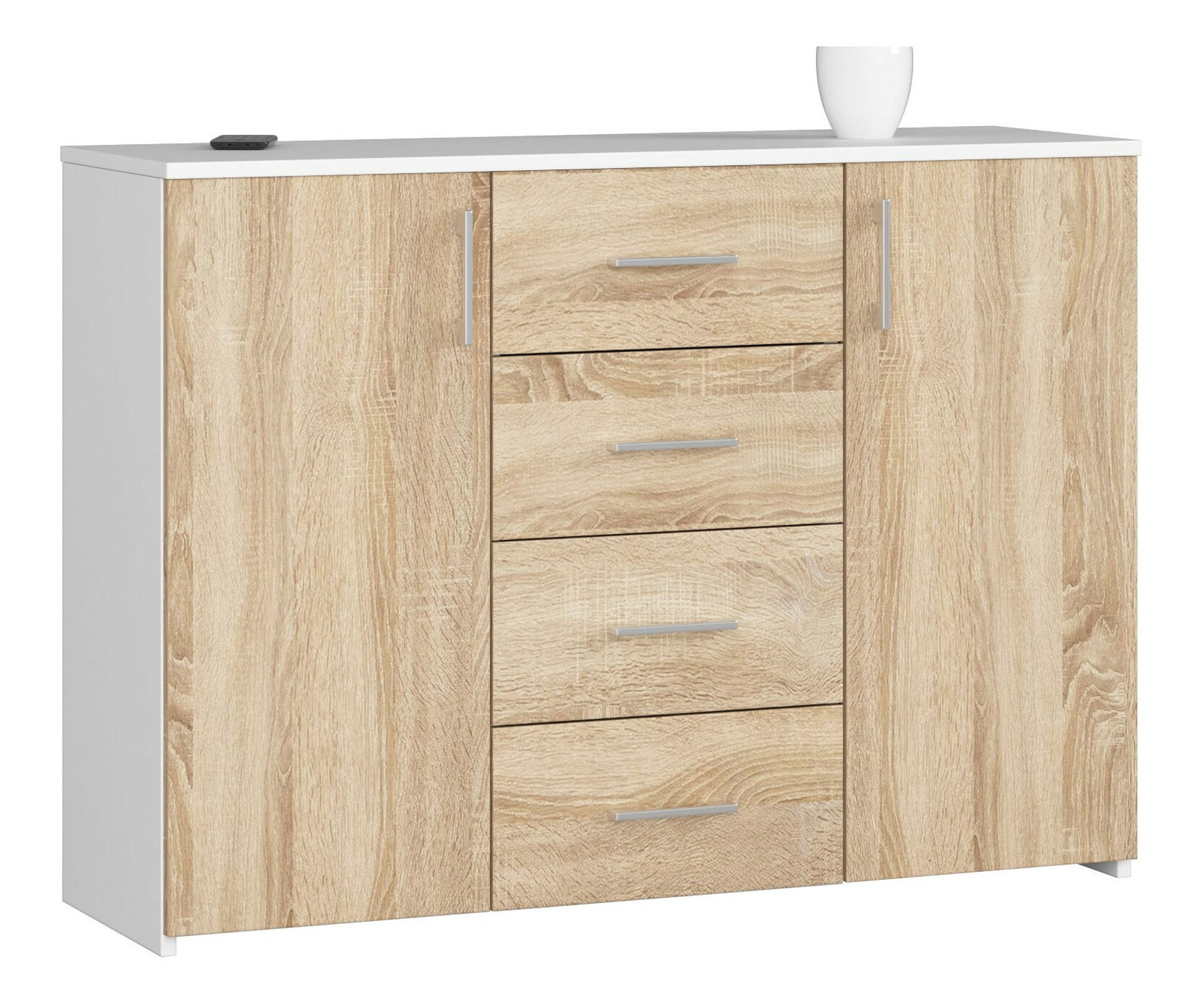 Komoda Kuerten (biela + dub sonoma)