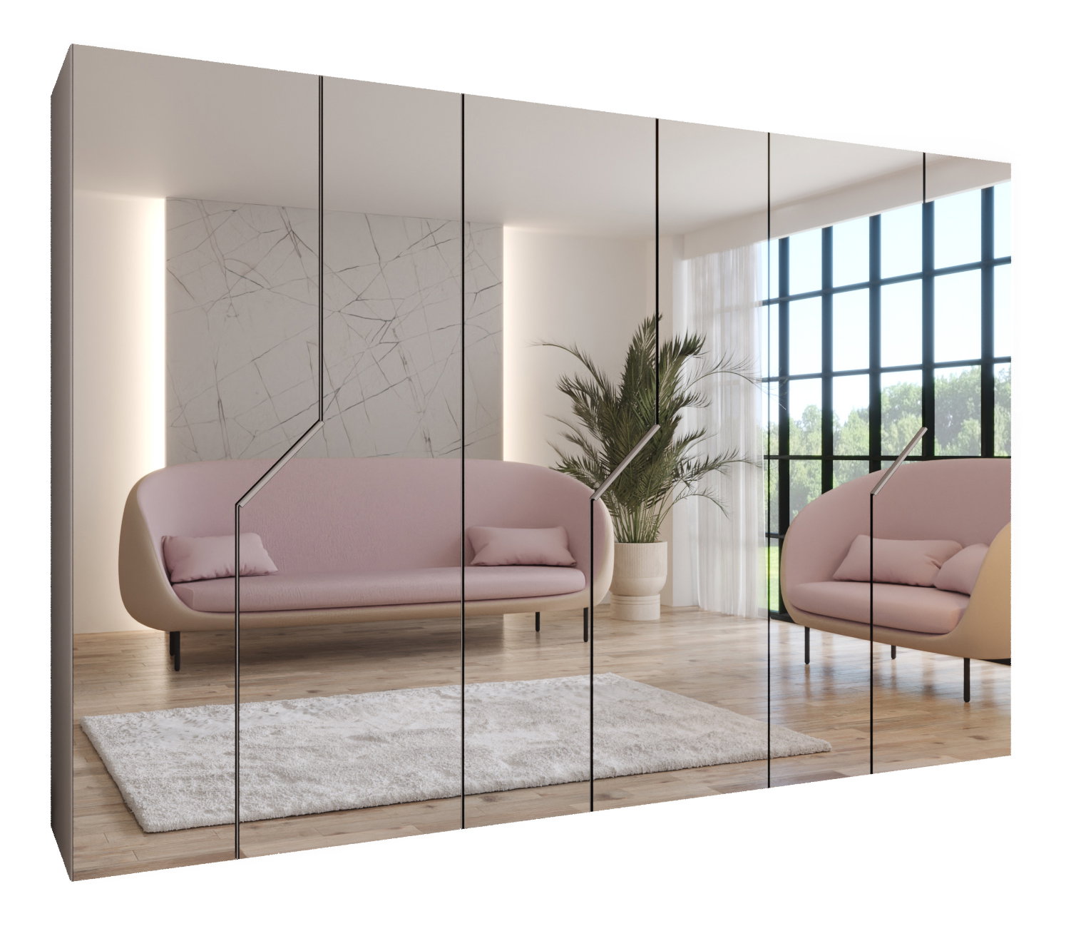 Ormar za garderobu Alaris 3 300 (kašmir) (s ogledalom)