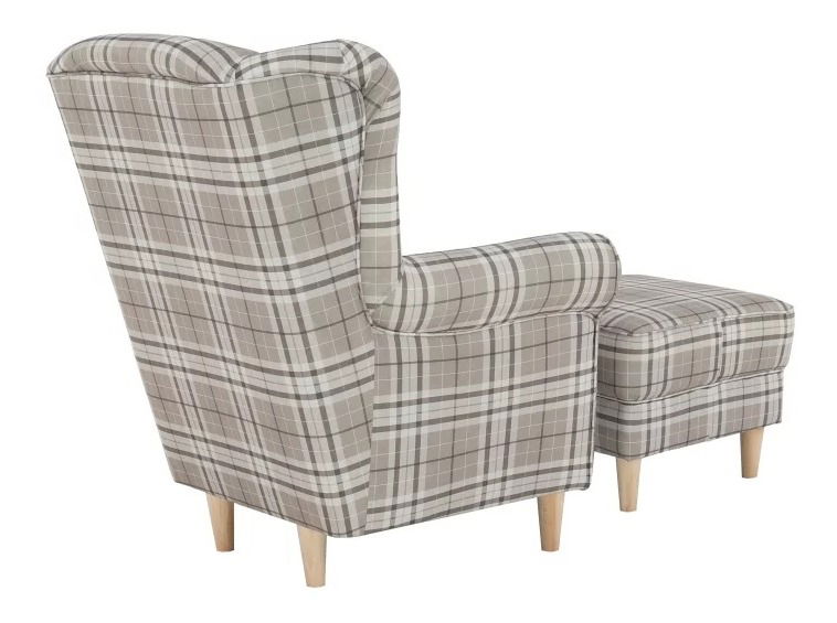 Kreslo s taburetkou Aevo (hnedé káro) *výpredaj