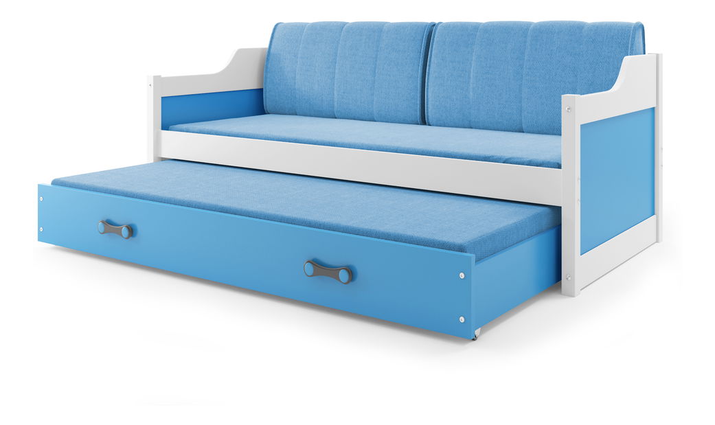 Rozkladacia posteľ 90 x 200 cm Dimar (biela + modrá) (s roštami, matracmi a úl. priestorom)