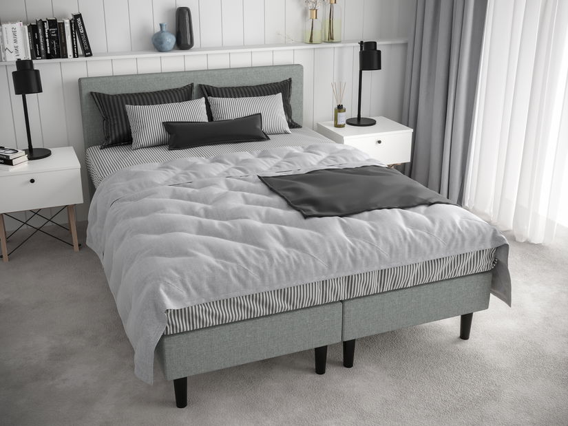 Manželská posteľ Boxspring 140 cm Rita (svetlosivá) (s matracom, bez úložného priestoru)
