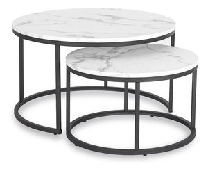 Set 2 konferenčných stolíkov Delito Max (mramor biely + čierna) 