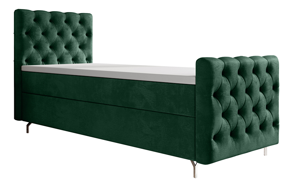 Jednostruki krevet 90 cm Clinton Bonell (smaragdna) (s podnicom, s prostorom za odlaganje)