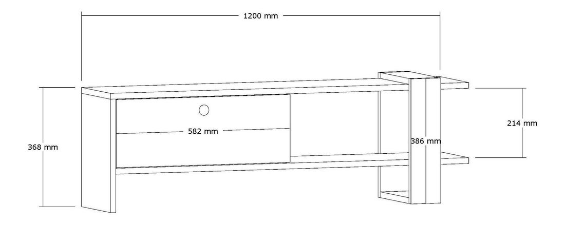 TV asztal/szekrény Dutudo (antracit + tölgy) 