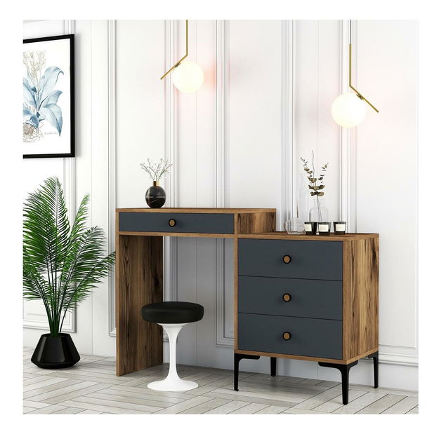 Măsuță de toaletă Logan 2 (lemn nuc + antracit)