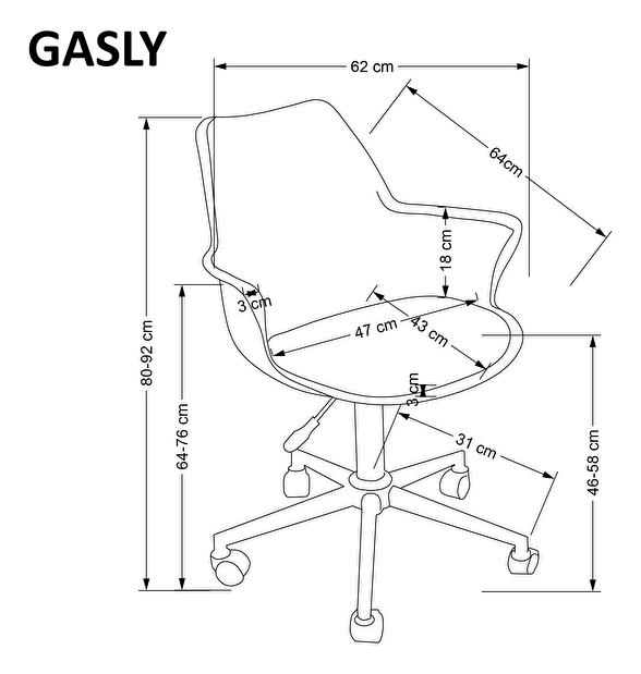 Scaun de birou Gassy (roz)