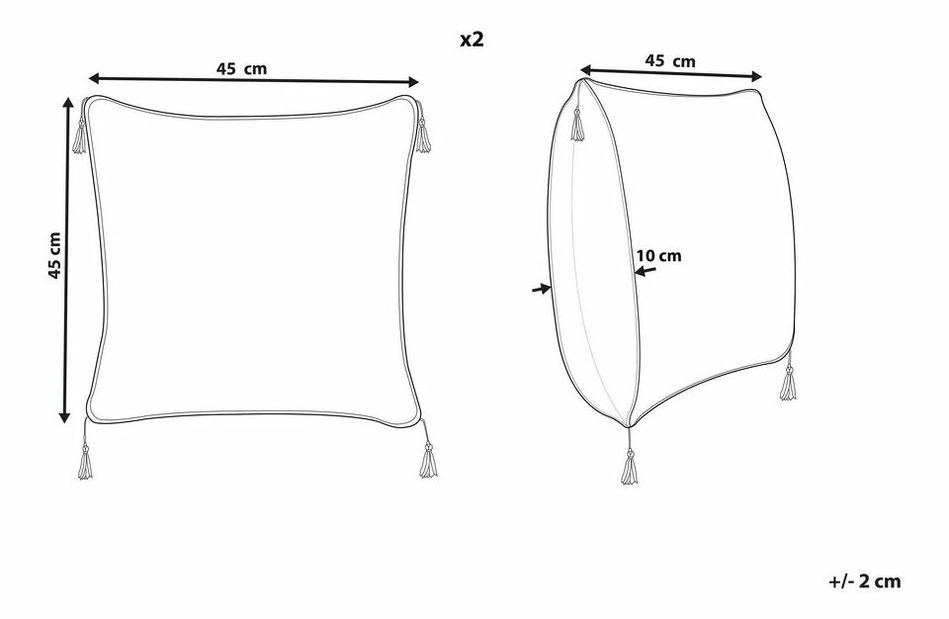 Sada 2 ozdobných vankúšov 45 x 45 cm Dead (béžová)