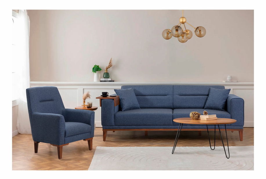 Set canapele/fotolii 3+1 Lesana (Albastru închis)