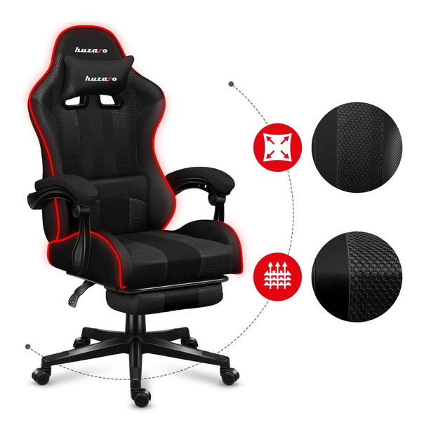 Gaming stolica Fusion 4.7 (crna + šarena) (s LED rasvjetom)