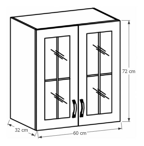 Dulap superior de bucătărie so sticlăm G60S Provense (alb + sosna andersen)