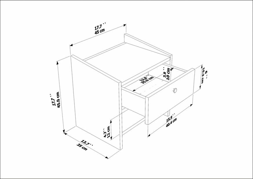 Noćni ormarić Biurno H (orah + prirodna)