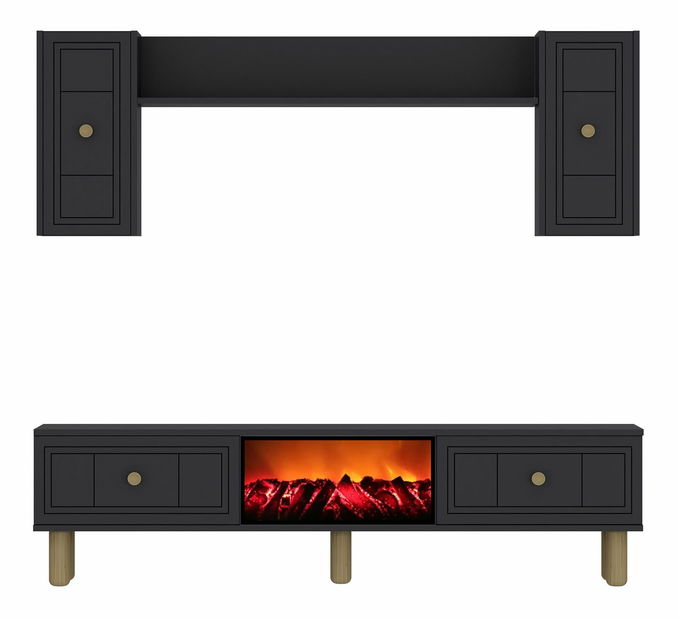 Obývacia stena s krbom Darino (antracit)