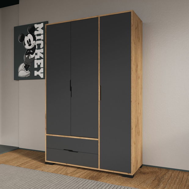 Šatníková skriňa Roya (dub + antracit)