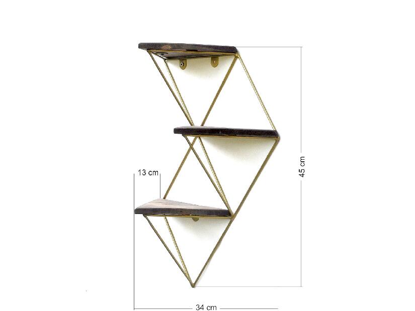 Dekoratívna nástenná polica Duvelo 5 (orech + zlatá) 
