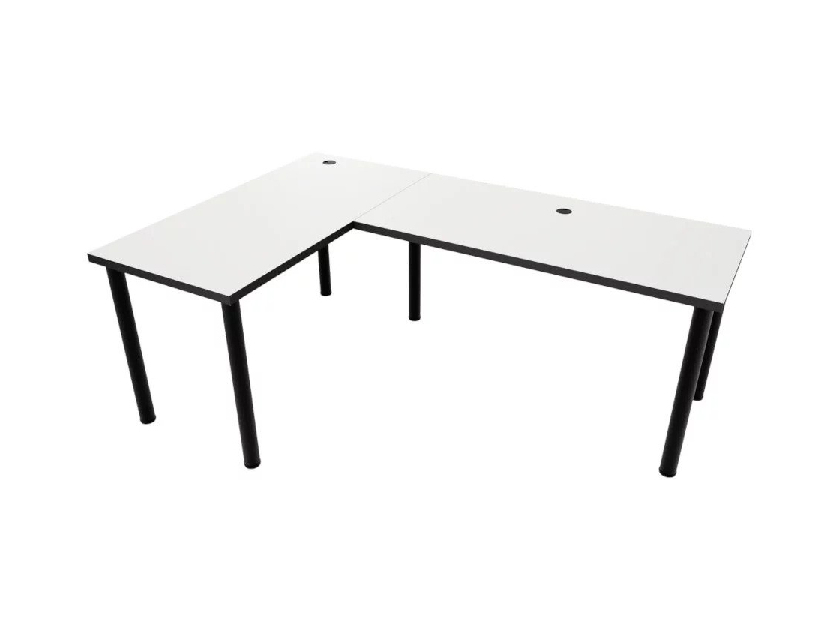 Rohový herný pc stôl Gamer N (RGB LED) (biela + čierna) (L) *bazár