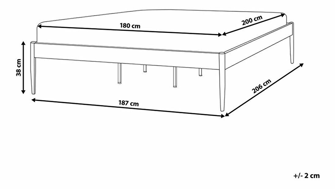 Franciaágy 200 cm Clinton Bonell (fekete) (ágyráccsal és matraccal, és tárolóhellyel)