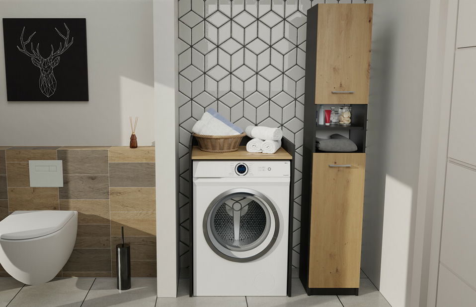 Szekrény mosógéphez Perdieron 1 (antracit + artisan tölgy)