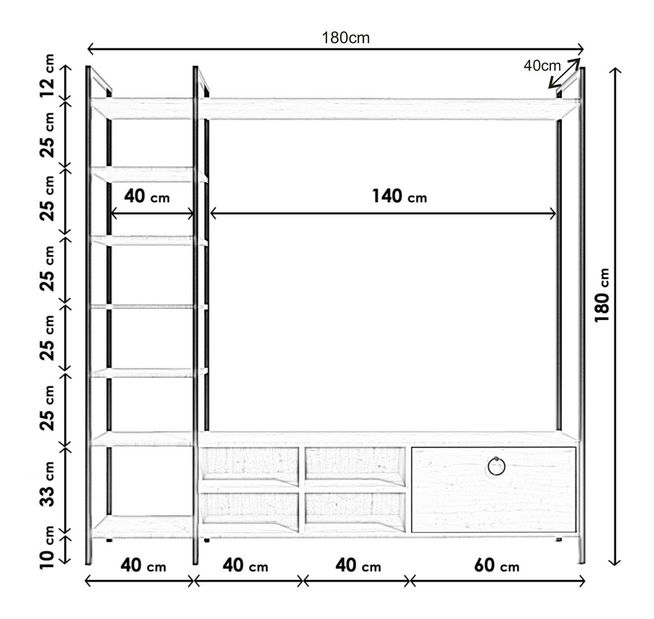 Nappali fal Matthew (tölgy)