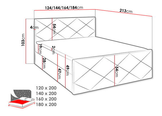 Pat matrimonial 180 cm Guli (bej deschis)