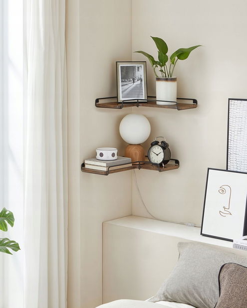 Set polica (2 kom.) Lorvyn (crna + smeđa)