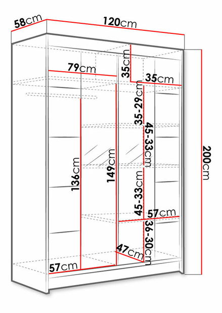 Šatníková skriňa V Paris (Biela + Biela)