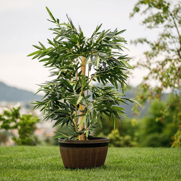 Műanyag virágtartó Montreal Typ 2 (barna + fa minta)