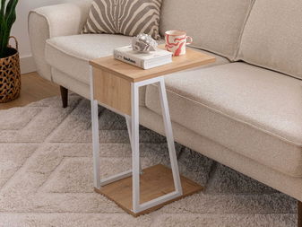 Pomoćni stolić Nidupe 3 (zafirov hrast + bijela)