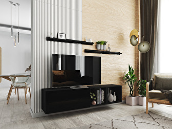 Mobilier living Berny 19 (negru + negru lucios)