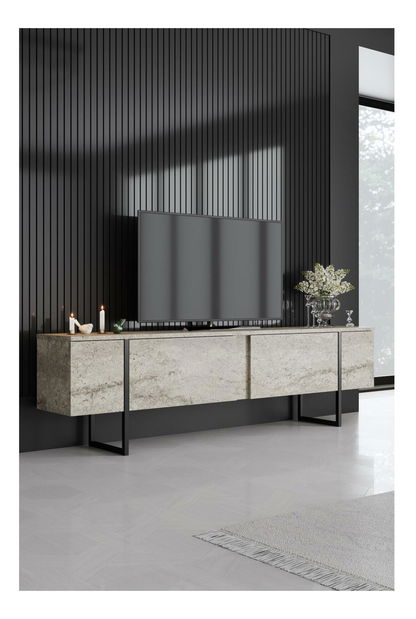 TV stolić/ormarić Luna (travertin + crna)