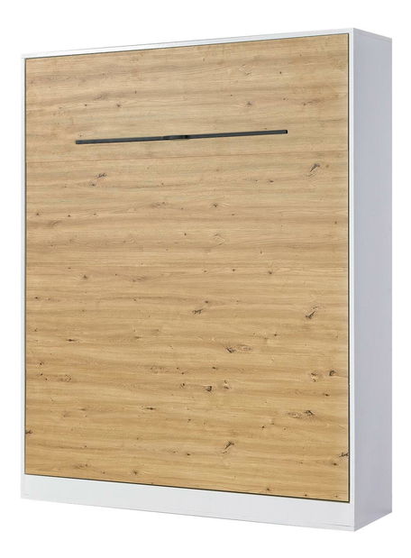 Sklápacia posteľ 160 Perfecto I (biela + dub + čierna) (vertikálna) (bez osvetlenia)