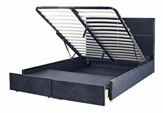 Bračni krevet 180 cm Vissarion (crna) (s podnicom i prostorom za odlaganje)