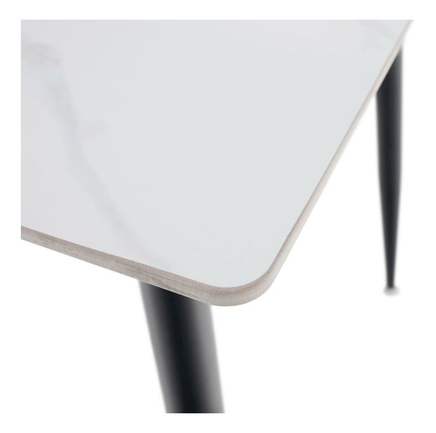 Masă sufragerie Fresia 1 (alb marmură + negru) (pentru 4 persoane)