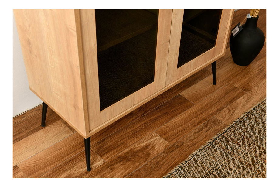 Vitrína Calvinetta (dub + čierna + dymové sklo)
