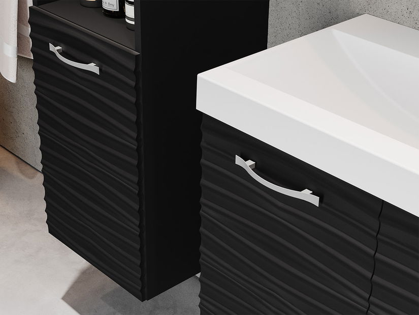 Mobilier pentru baie Megasa I MDF (alb + alb wave) *lichidare de stoc