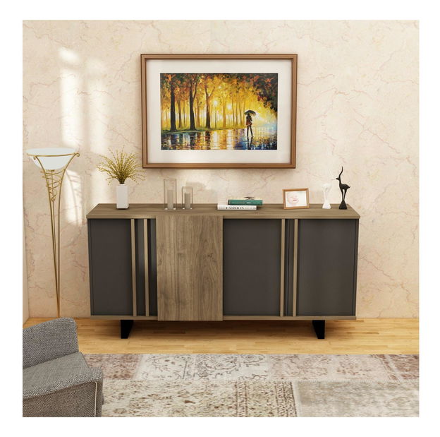 Konzolový stolík Notatu (orech + antracit) 