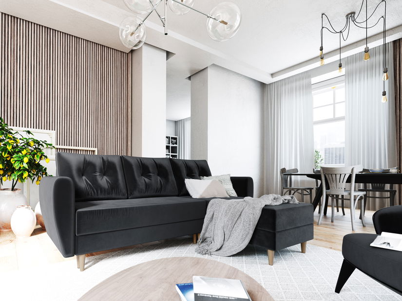 Sarokkanapé Paladio (fekete) (J)