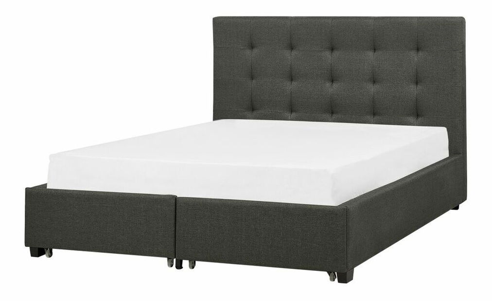 Manželská posteľ 140 cm ROLLA (s roštom a úl. priestorom) (tmavosivá)