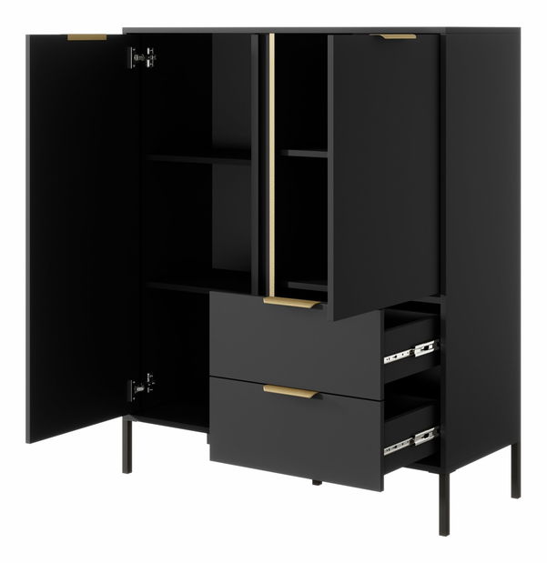 Komoda Lyran 2D2S (antracit + zlatá)