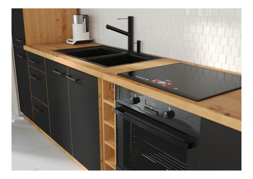 Dvierka na umývačku riadu Miraluna (dub artisan + čierna matná) *bazár