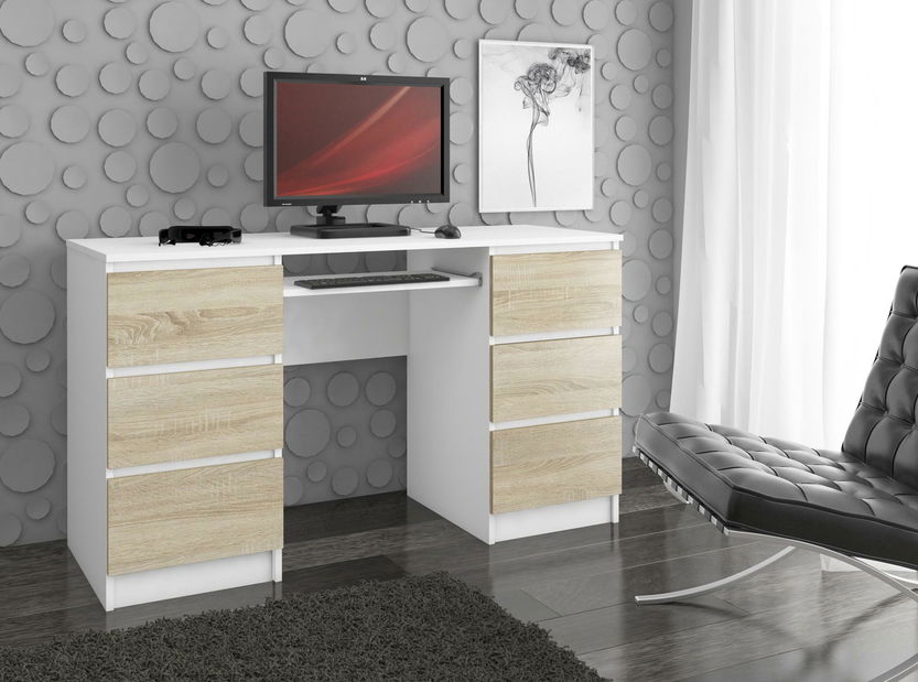 PC stolić Behati (bijela + hrast sonoma)