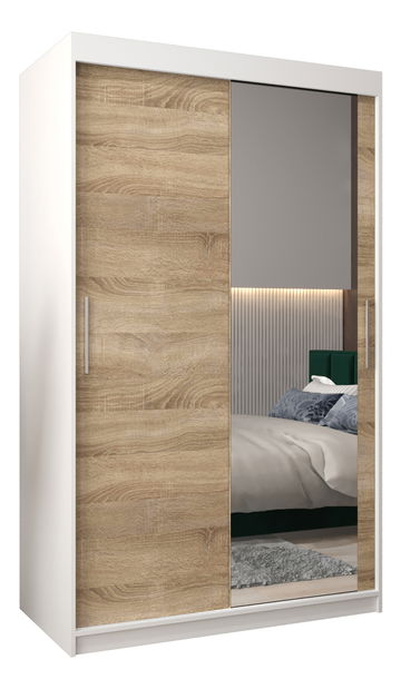 Ruhásszekrény 120 cm Toki 2 (matt fekete + szonoma tölgy)