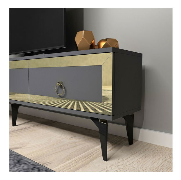 TV stolík/skrinka Muvuta 2 (antracit + zlatá) 