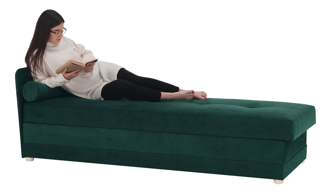 Pat de o persoană (canapea) 80 cm Rinok (smaragd) (și sp. depozitare)