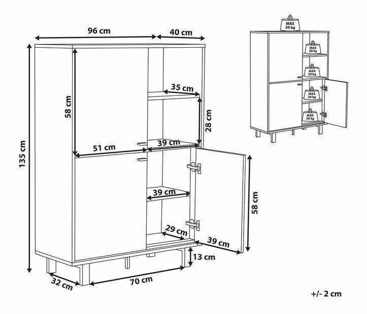 Skrinka PARKES (svetlé drevo)