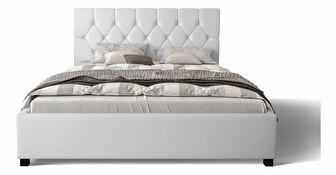 Bračni krevet 140 cm Sylvie (bijela) (s podnicom i prostorom za odlaganje)